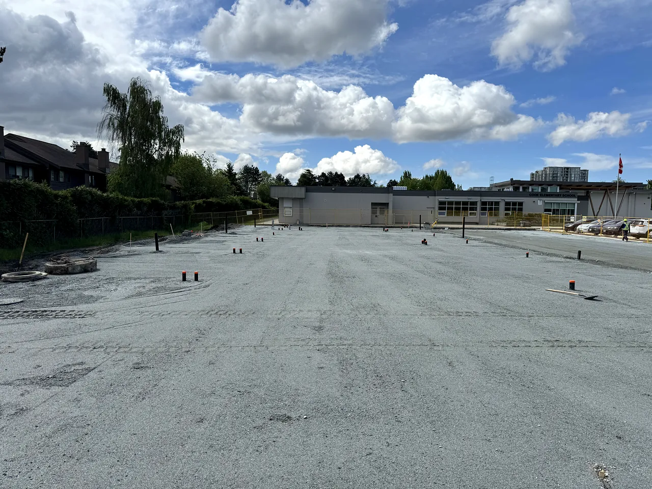 Finished compacted gravel pad ready for the modular units