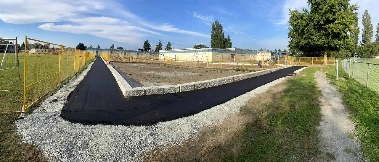 Completed modular classroom pad and surrounding site works