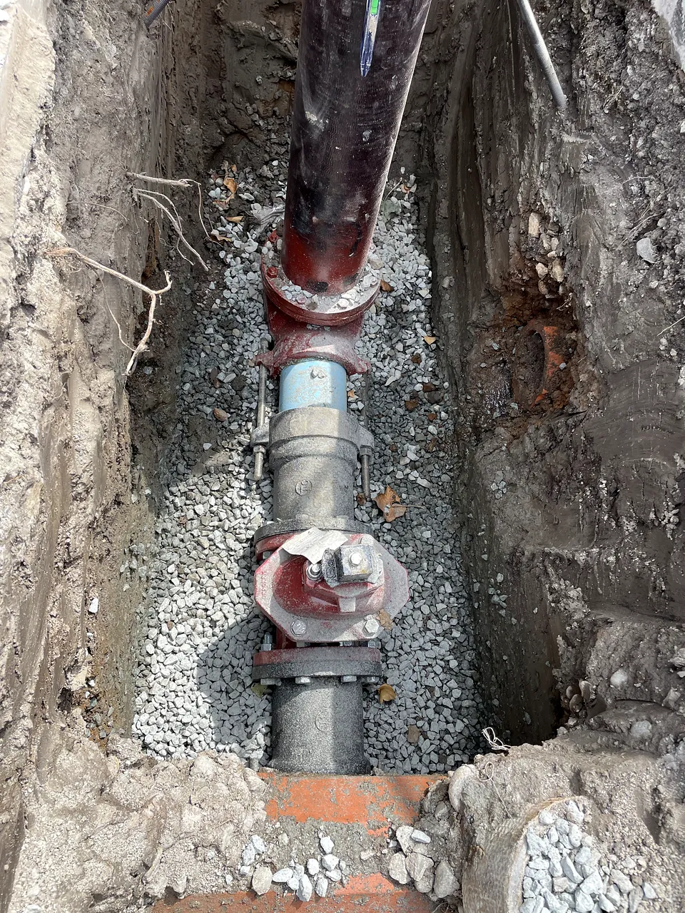 Gate valve installed on the water service at McKinney Elementary