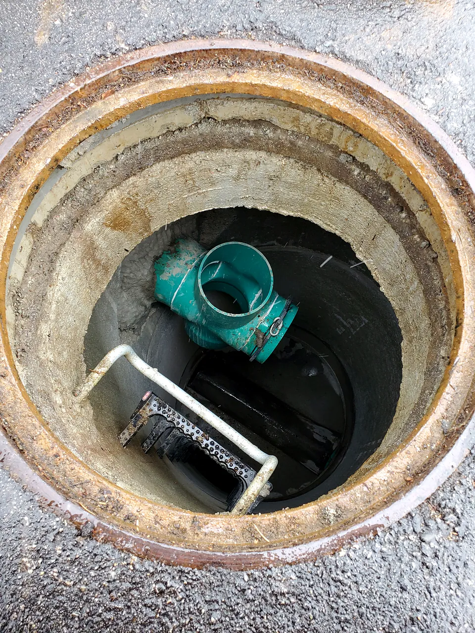 New PVC connection inside a sanitary manhole